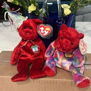 Two Ty July Beanie babies Bears NWT